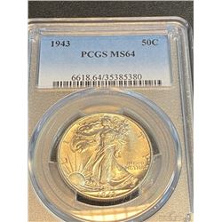 1943 MS 64 PCGS Walking Liberty Half Dollar