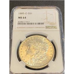 1885 o MS 64 NGC Morgan Silver Dollar