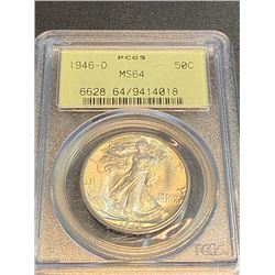 1946 d MS 64 PCGS Walking Liberty Half Dollar