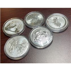 5- 1 oz Silver Bullion - 5 Nations