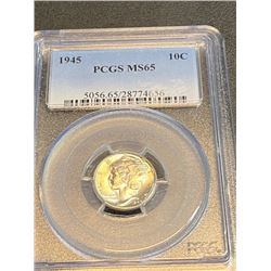 1945 MS 65 PCGS Mercury Dime