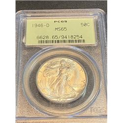 1946 d MS 65 PCGS OGH Walking Liberty 50c