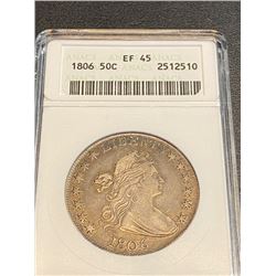 1806 EF 45 ANACS Draped Bust Half Dollar