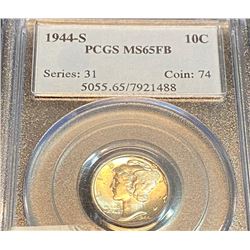 1944 s MS 65 FB PCGS Mercury Dime