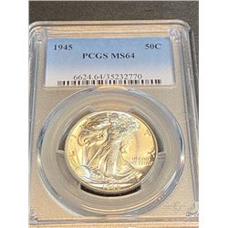 1945 MS 64 PCGS Walking Liberty Half Dollar