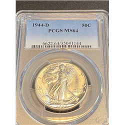 1944 d MS 64 PCGS Walking Liberty Half Dollar