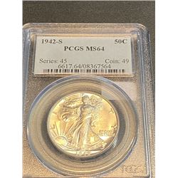1942 s MS 64 PCGS Walking Liberty Half Dollar
