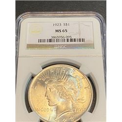 1923 MS 65 NGC Peace Silver Dollar