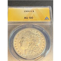 1900 S AU 50 ANACS Morgan Silver Dollar