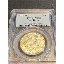 1936 D San Diego MS 66 PCGS Half Dollar