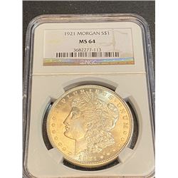 1921 Morgan MS 64 NGC Morgan Silver Dollar