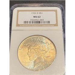 1926 s MS 62 NGC Peace Silver dollar