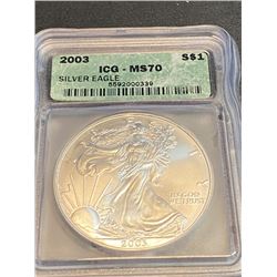 2003 MS 70  ICG US Silver Eagle Better Date