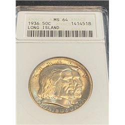 1936 Long Island  MS 64 ANACS Half Dollar
