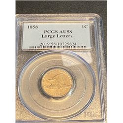 1858 LArge Letters AU 58 Flying Eagle Cent