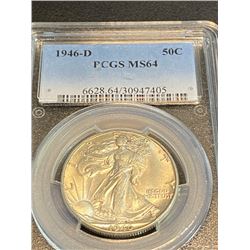 1946 d MS 64 PCGS Walking Liberty Half Dollar