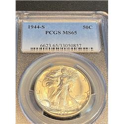 1944 S MS 65 PCGS alking Liberty Half Dollar