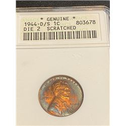 1944 D/S  Die 2  Genuine Rarity Lincoln War Cent