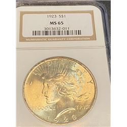 1923 MS 65 NGC Peace Silver Dollar