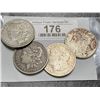 Image 1 : 4 pcs. Morgan Silver Dollars - Mixed Grades