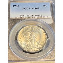 1943 MS 65 PCGS Walking Liberty Half Dollar