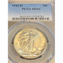1943 d MS 65 PCGS Walking Liberty Half Dollar
