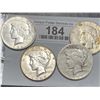 Image 1 : Lot of 4 US Peace Silver Dollars