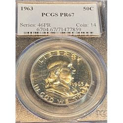 1963 PR 67 PCGS Franklin Half Dollar