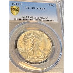 1941 s MS 65 PCGS Walking Liberty Half Dollar