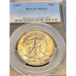 1947 ms 64 PCGS Walking Liberty Half Dollar