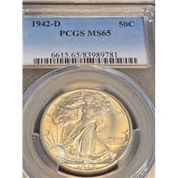 1942 d MS 65 PCGS Walking Liberty Half Dollar
