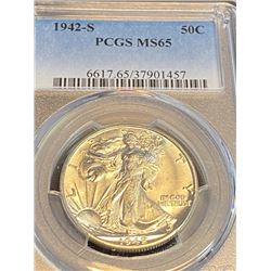 1942 s MS 65 PCGS Walking Liberty Half Dollar