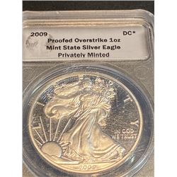 2009 Proofed Over US Silver Eagle