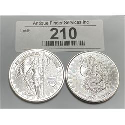 (2) Private Mint 1 oz Silver Rounds
