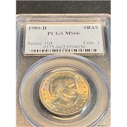 1980 d MS 66 PCGS SBA $1