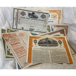 10 pcs- Collectible RARE Railroad Stock Certs.