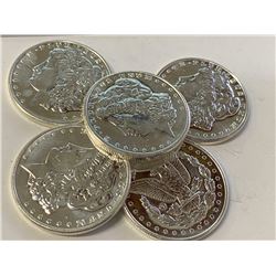 (5) 1 oz. Morgan Design Silver Rounds