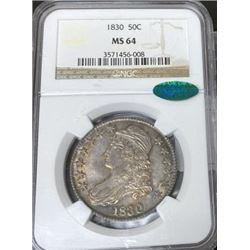 1830 MS 64 CAC Bust Half Dollar NGC RARE