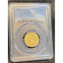 1881 AU 53 PCGS $5 Gold Liberty Coin