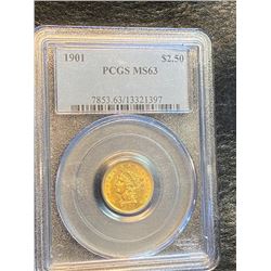 1901 MS 63 PCGS $2.5 Gold Liberty Coin