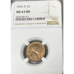 1931 S MS 63 RB NGC Lincoln Wheat Cent