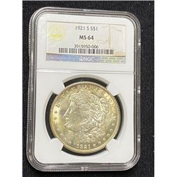 1921 s MS 64 NGC Morgan Silver Dollar