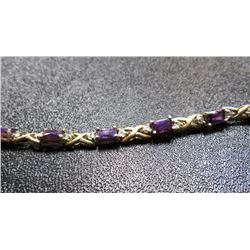 Amethyst and  Sapphire Gem Bracelet Sterling