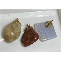 Lot of 3 - Jasper and Polished Rock Pendants