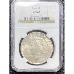 1923 MS 63 NGC Peace Silver Dollar