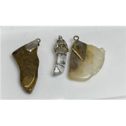 3 pcs. Polished Stone - Quartz Pendant Lot