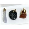Image 1 : 3 pcs. Polished Stone and Quartz Pendants