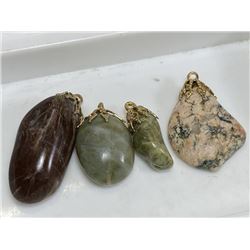 Lot of 4 Polished Stone Pendants
