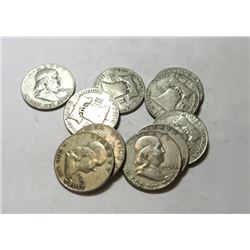 10 pcs Franklin Half Dollars 90% Silver