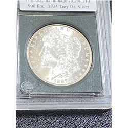 1887 BU Grade Slabbed Morgan Dollar